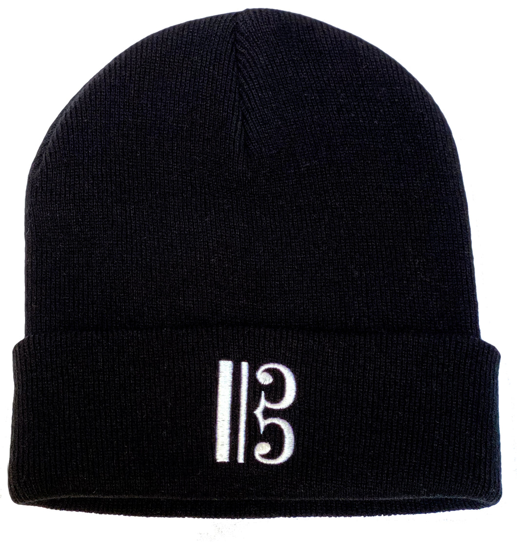 Alto Clef Beanie - Black with White Embroidery - Music Beanie