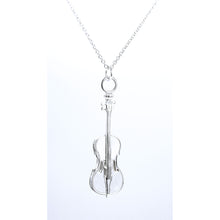 Load image into Gallery viewer, This fabulous Cello necklace has a high level of detail and is made of quality .925 sterling silver especially for us by a specialist jeweller. The Cello pendant's intricate details include the four strings, f-holes, tuning pegs and end pin.