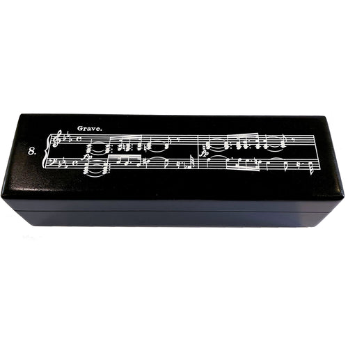 Large Black Wooden Pencil Box - Beethoven's Sonata Pathétique Design