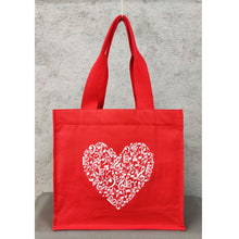 Load image into Gallery viewer, Music Heart Design Red Gift Set:  Ceramic Mug with Gift Box and Tote Bag