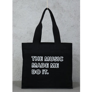 'The Music Made Me Do It.' ® Gift Set:  Ceramic Mug with Gift Box and Tote Bag
