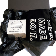 Load image into Gallery viewer, 'The Music Made Me Do It.' ® Gift Set:  Ceramic Mug with Gift Box and Tote Bag