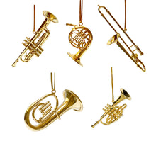 Load image into Gallery viewer, Christmas Ornaments - Brass Instruments: Trombone; Trumpet; French Horn, Baritone Horn, Tuba or Cornet