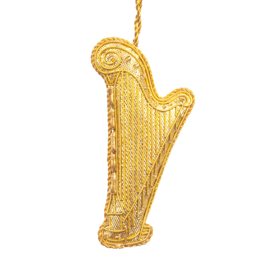 Embroidered Harp Christmas Ornament