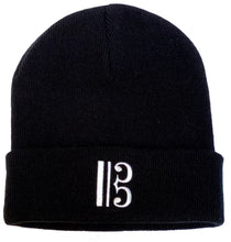 Load image into Gallery viewer, Alto Clef Beanie - Black with White Embroidery - Music Beanie