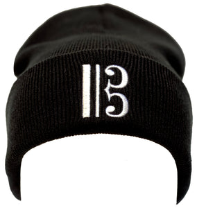 Alto Clef Beanie - Black with White Embroidery - Music Beanie