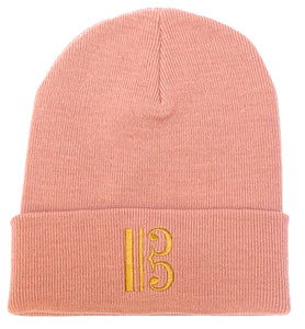 Alto Clef Beanie - Dusky Pink with Gold Embroidery - Music Beanie