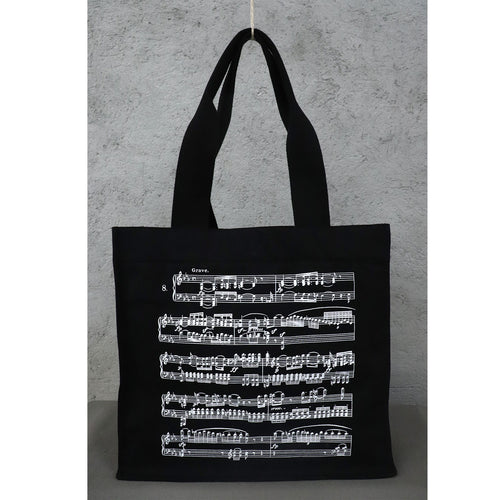 Beethoven's Sonata Pathétique Design Black Organic Tote Bag