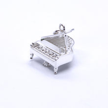 Load image into Gallery viewer, Sterling Silver Grand Piano Necklace. The Grand Piano pendant&#39;s intricate details include an accurate keyboard, strings, stand, pedals and lid.
