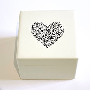 Luxury Music Heart Design Wooden Box in Small or Medium