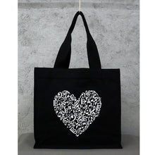 Load image into Gallery viewer, Music Heart Organic Tote Bag in Red or Black