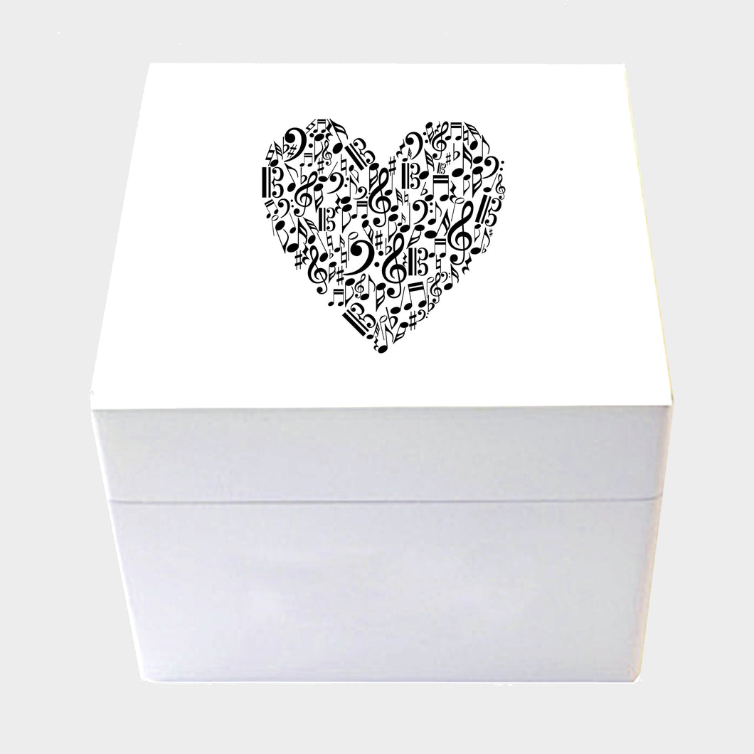 Music Heart Design Wooden Box in Small or Medium