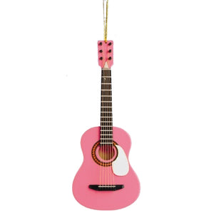 Pink Acoustic Guitar Christmas Ornament
