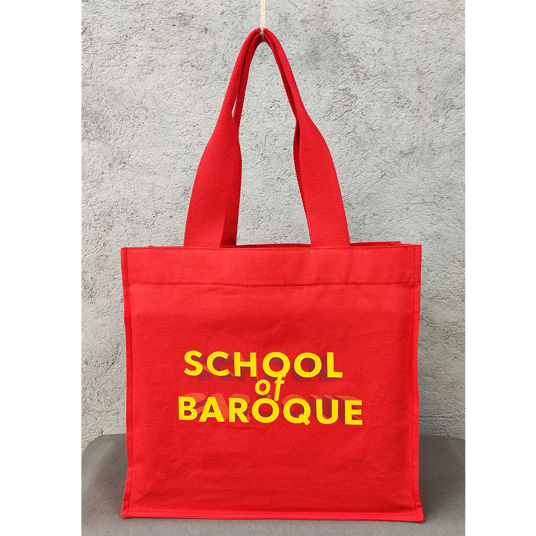 'School of Baroque' ® Organic Tote Bag in Red or Black