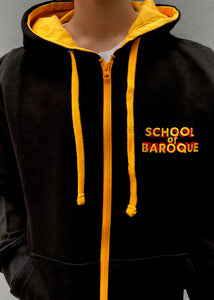 'School of Baroque' ® Contrast Zipped Varsity Hoodie