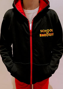 'School of Baroque' ® Contrast Zipped Varsity Hoodie