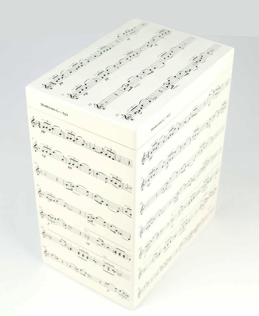 Tall Wooden A4 Music Box - Music Notes Pattern