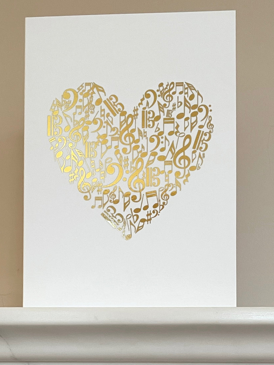 Music Heart Gold Foiled Greetings Card