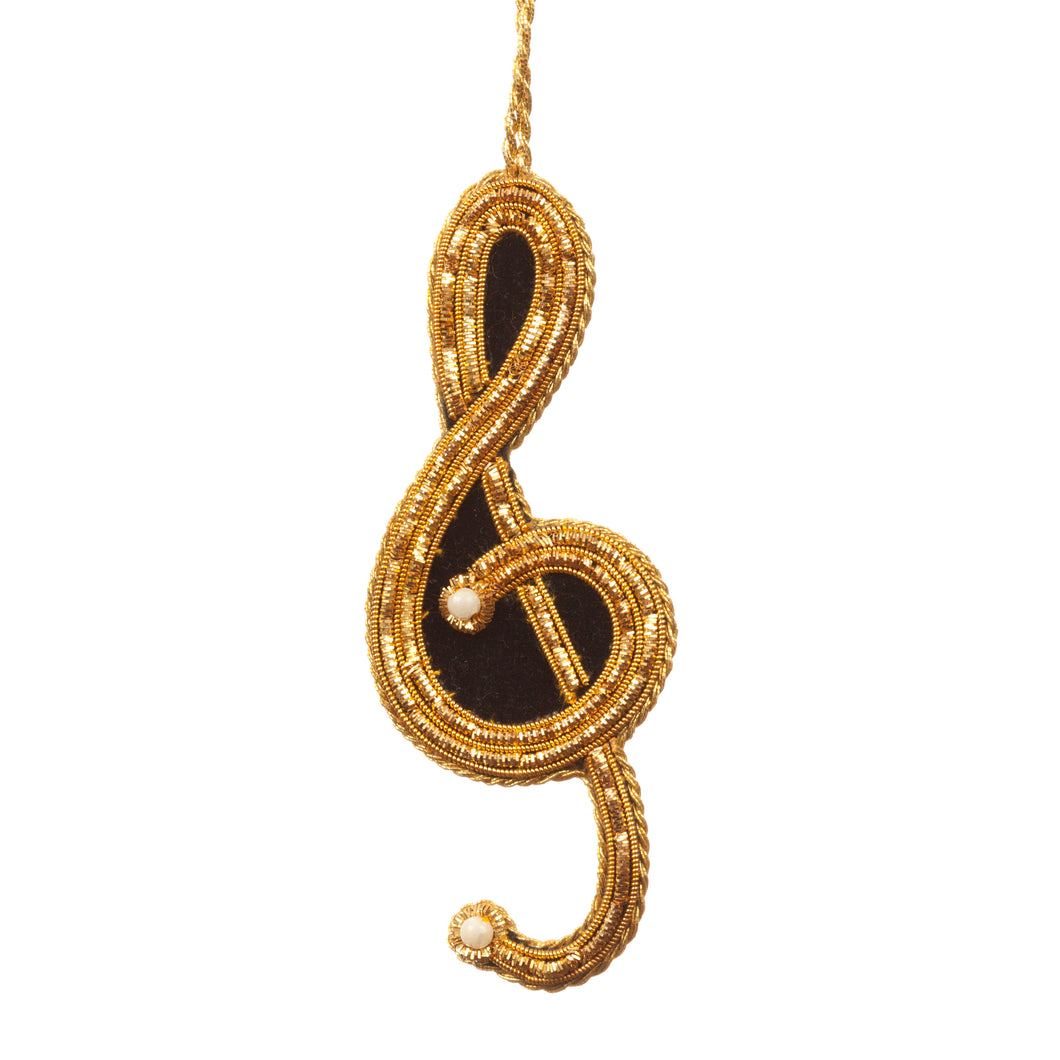 Embroidered Treble Clef Christmas Ornament