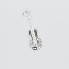 Load image into Gallery viewer, Sterling silver violin pendant necklace. High level of detail including the four strings, chin rest and pegs.