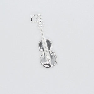 Sterling silver violin pendant necklace. High level of detail including the four strings, chin rest and pegs.