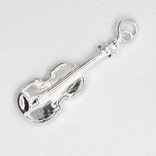 Load image into Gallery viewer, Sterling silver violin pendant necklace. High level of detail including the four strings, chin rest and pegs.