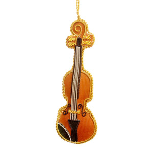 Embroidered Violin Christmas Ornament